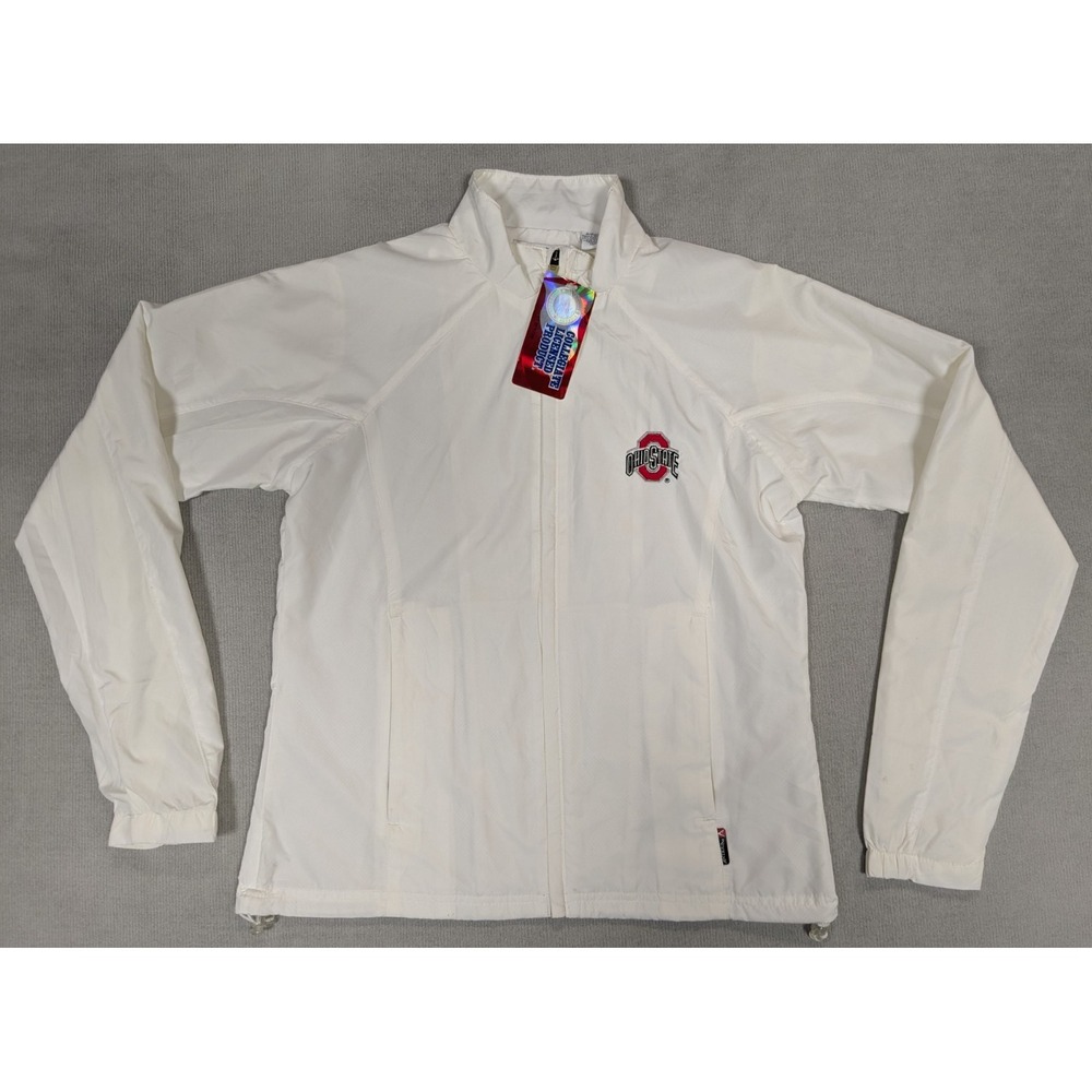 Ohio State Buckeyes Jacket Womens Small New White Football Windbreaker Pockets